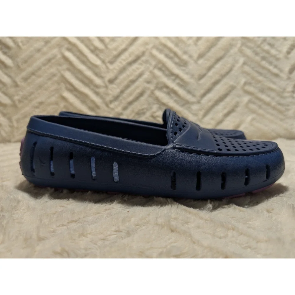 T1‎ FLOAFERS Navy/Lavender Water Friendly Slip On Women's Sz 7 Nautical Beach